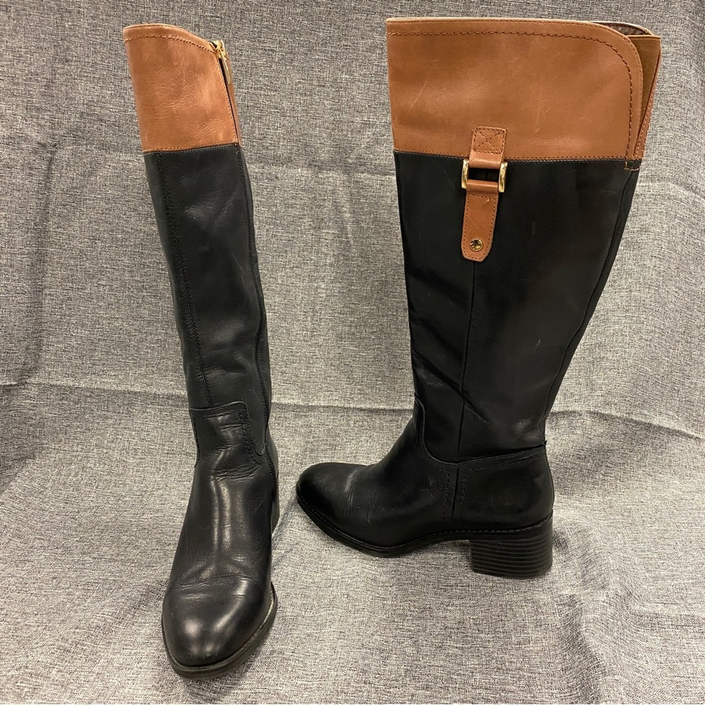Leather Black Knee High Boots womens shoes 6.5
